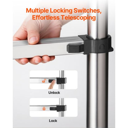 Teleskopleiter, Edelstahl-Ausziehleiter, 12,5 Fuß, tragbare Leitern | EU