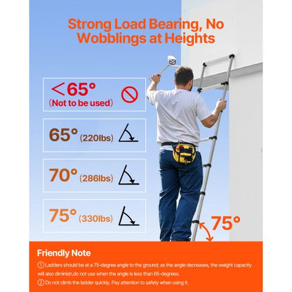 Teleskopleiter, Edelstahl-Ausziehleiter, 8,5 Fuß, tragbare Leitern | EU