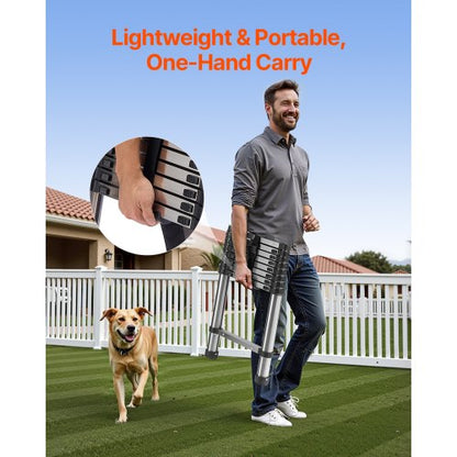 Teleskopleiter, Edelstahl-Ausziehleiter, 8,5 Fuß, tragbare Leitern | EU