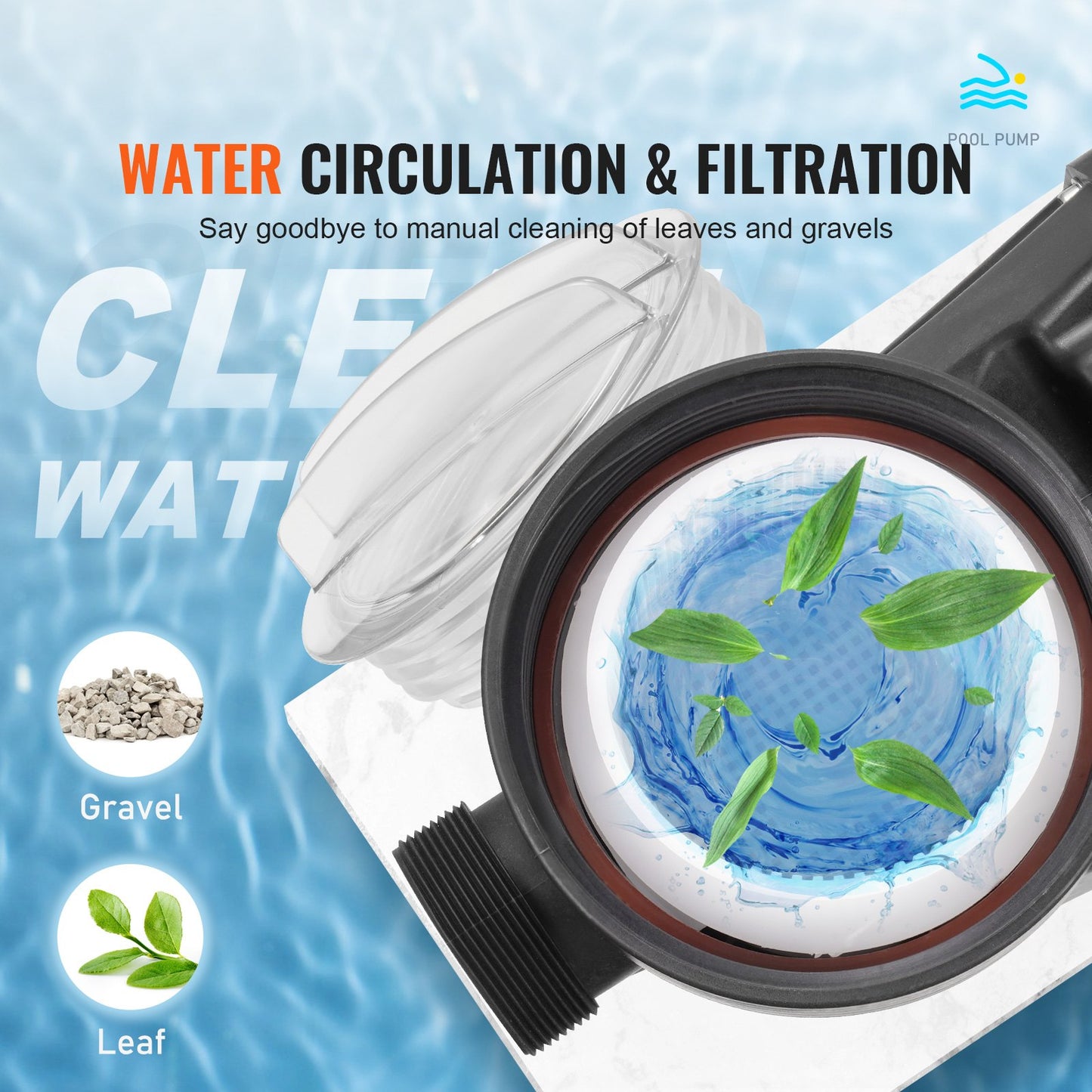 Simbassängpump, 1,5 hk 1100 W poolpump över marken, maxflöde 27800 L/H Dubbla hastighetspump, 220V-240V, 1450/2860RPM pump för ovanjordiska pooler, spa, varma källor, bevattningssystem