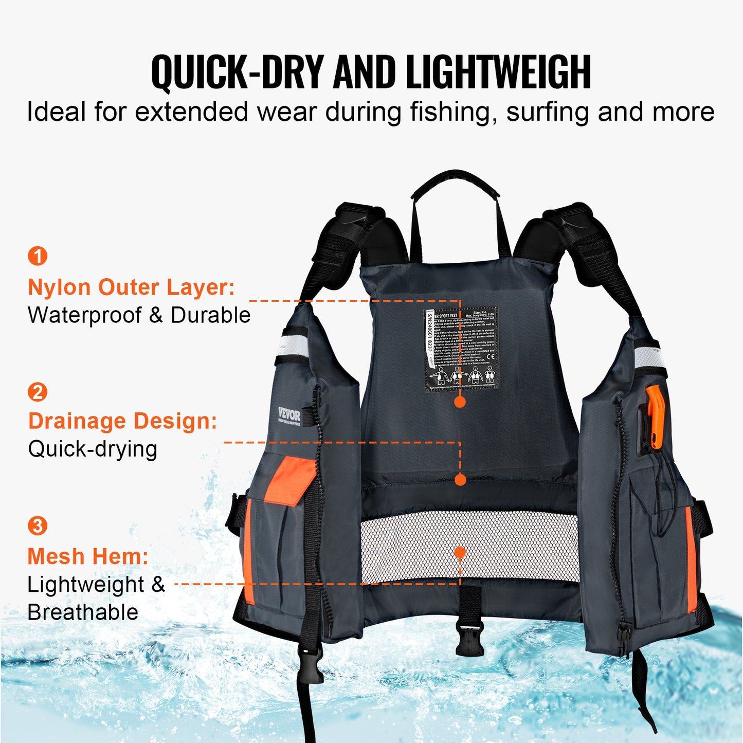 Wassersport Schwimmweste PFD 110N Rettungsweste für Damen und Herren XL