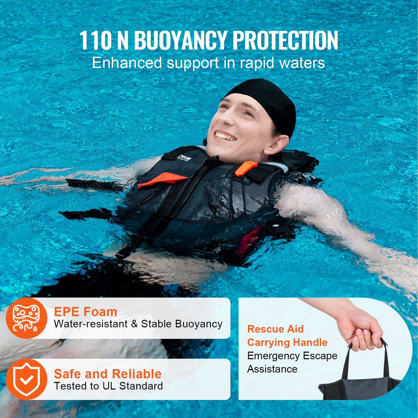 Wassersport Schwimmweste PFD 110N Rettungsweste für Damen und Herren XL