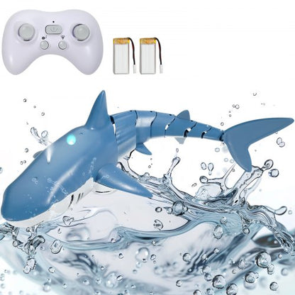 Remote Control Shark Toy, 2.4GHz High Simulation Shark RC Boat for Swimming Pool Bathroom, Electric RC Shark Fish Toy with 2 Batteries, Light & Spray Water Function for 6+ Year Old Boys & Girls