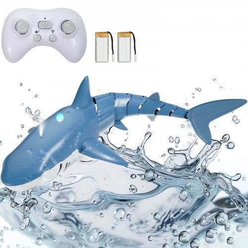 Remote Control Shark Toy, 2.4GHz High Simulation Shark RC Boat for Swimming Pool Bathroom, Electric RC Shark Fish Toy with 2 Batteries, Light & Spray Water Function for 6+ Year Old Boys & Girls