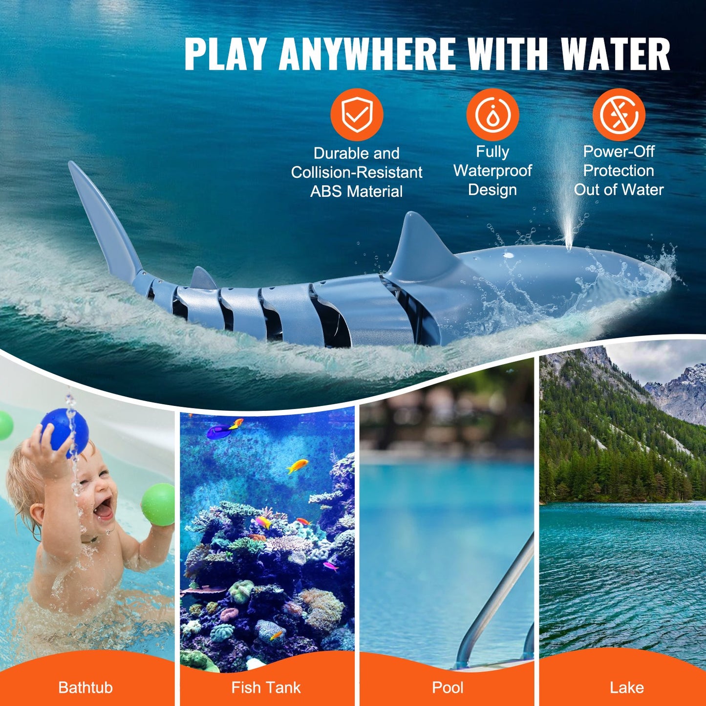 Remote Control Shark Toy 2.4GHz High Speed RC Boat for Kids Adults Gift
