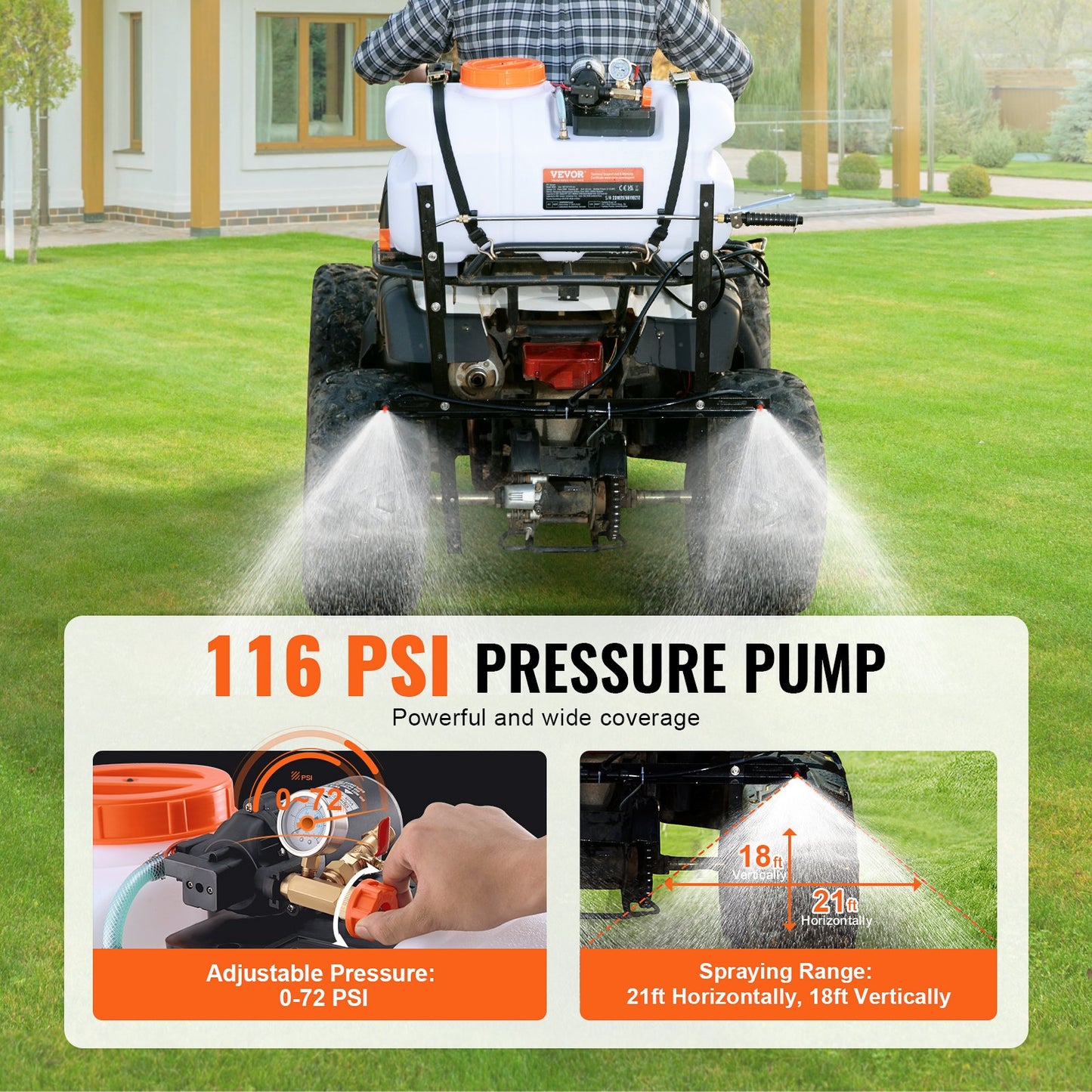 ATV Sprayer 60 L/15,9 Gal ATV/UTV Spot Sprayer med en munstycksbom 1,9 GPM