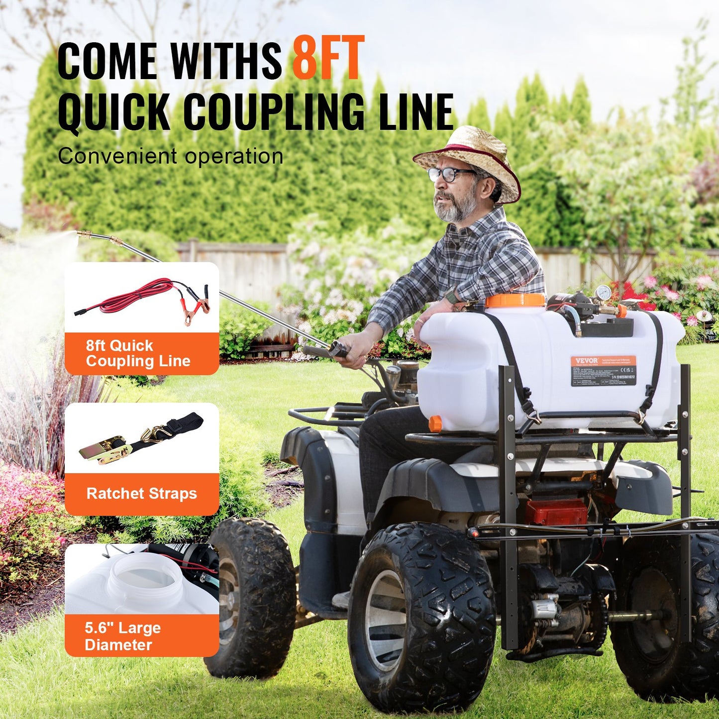 ATV Sprayer 60 L/15,9 Gal ATV/UTV Spot Sprayer med en munstycksbom 1,9 GPM