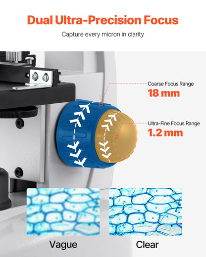 Trinocular Microscope, 40-5000X Magnification, Professional Compound Microscope for Adult with Phone Adapter, LED Light, Aluminum Alloy Body, for Lab, School, Home, Education