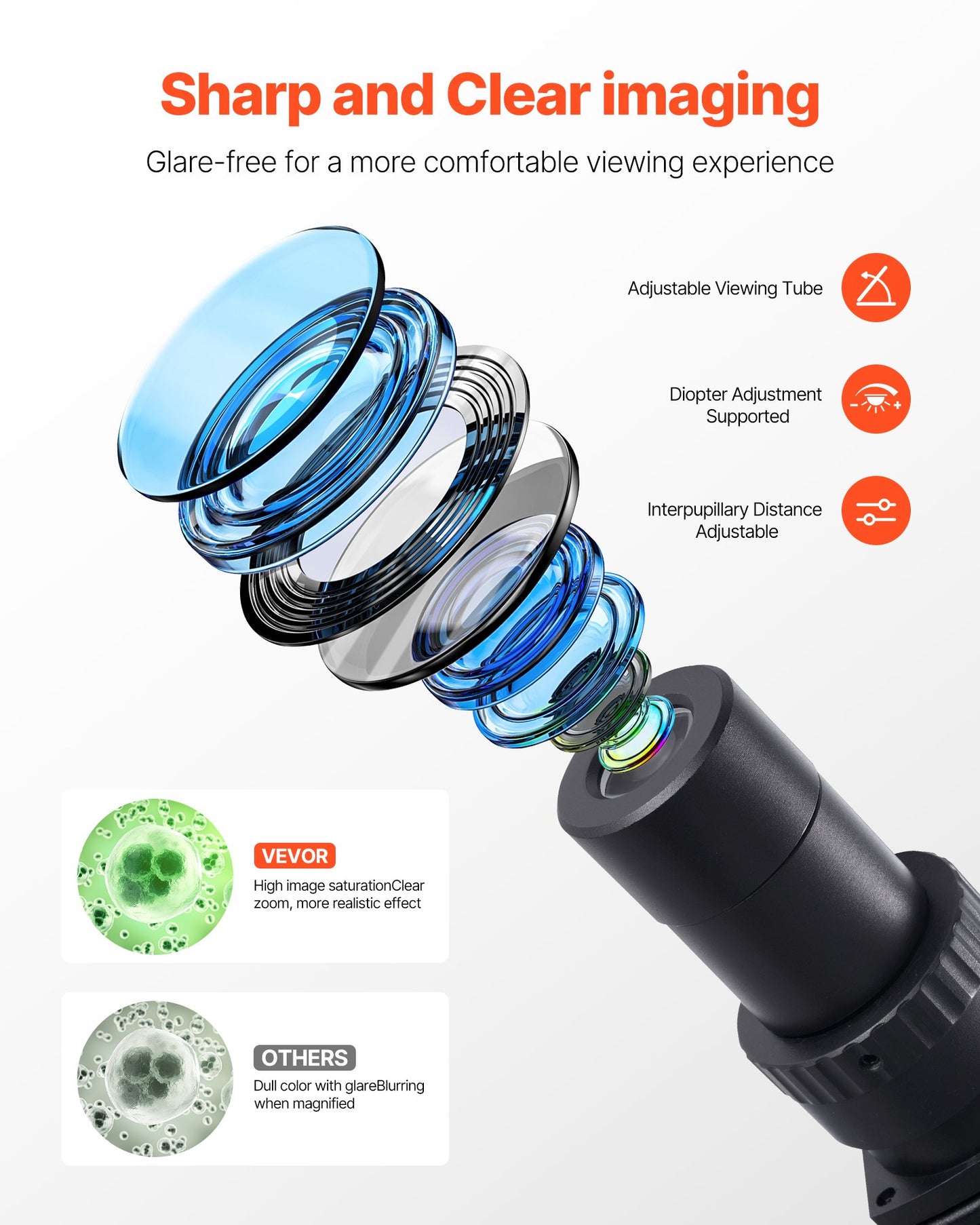 Binocular Microscope, 40-5000X Magnification, Professional Compound Microscope for Adult with Dual Stage and Two Sets of Eyepieces, Aluminum Alloy Body, Includes LED Light and Phone Holder