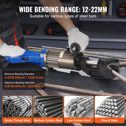 1500 W elektrischer hydraulischer Bewehrungsbieger für 7/8 Zoll #7 (12-22 mm) Bewehrungsstahl