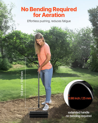 Rolling Lawn Aerator 18" Heavy Duty manuell rullande Aerator Lawn Black