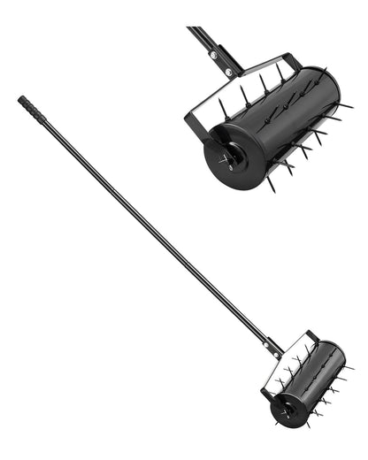Rolling Lawn Aerator 18" Heavy Duty manuell rullande Aerator Lawn Black