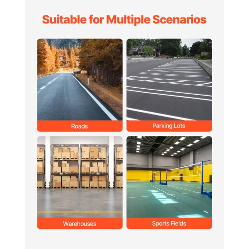 Linjemarkeringsmaskin, 610 x 330 x 900 mm, 4-hjulig, kraftig linjemarkeringsmaskin med 56-102 mm justerbar bredd, skapar tydliga kantlinjer för vägar, parkeringsplatser, idrottsplaner, gul |  EU