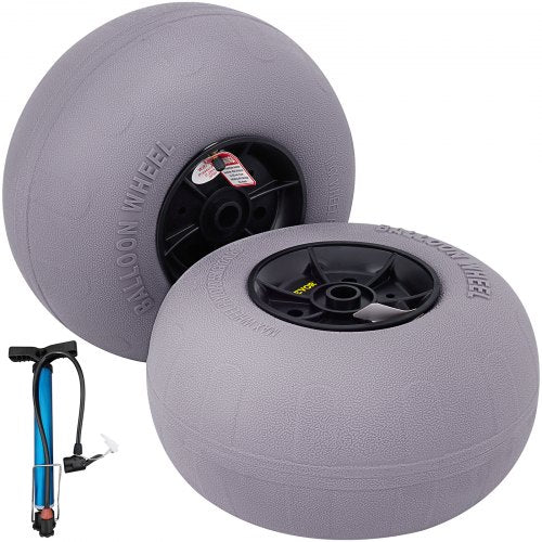 Beach Balloon Wheels, 13\" Replacement Sand Tires, TPU Cart Tires for Kayak Dolly, Canoe Cart and Buggy with Free Air Pump, 2-Pack
