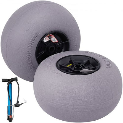 Beach Balloon Wheels, 13\" Replacement Sand Tires, TPU Cart Tires for Kayak Dolly, Canoe Cart and Buggy with Free Air Pump, 2-Pack