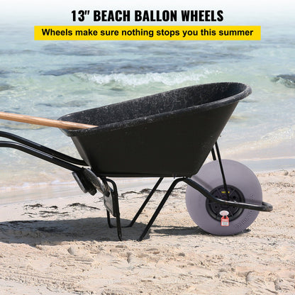 Beach Balloon Wheels, 13" ersättningssanddäck, TPU Cart-däck för Kayak Dolly, Kanotvagn och Buggy med gratis luftpump, 2-pack