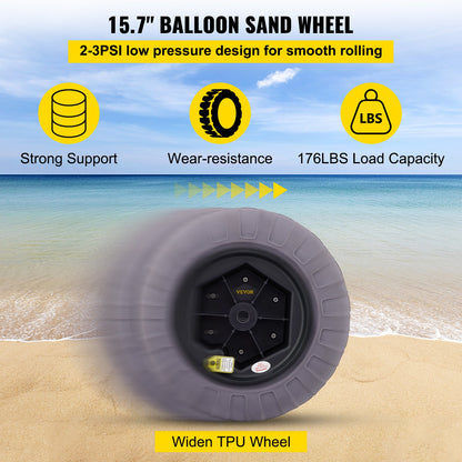 Beach Balloon Wheels, 15,7 Zoll Ersatz-Sandreifen, TPU-Wagenreifen für Kajakwagen, Kanuwagen und Buggy mit kostenloser Luftpumpe, 2er-Pack