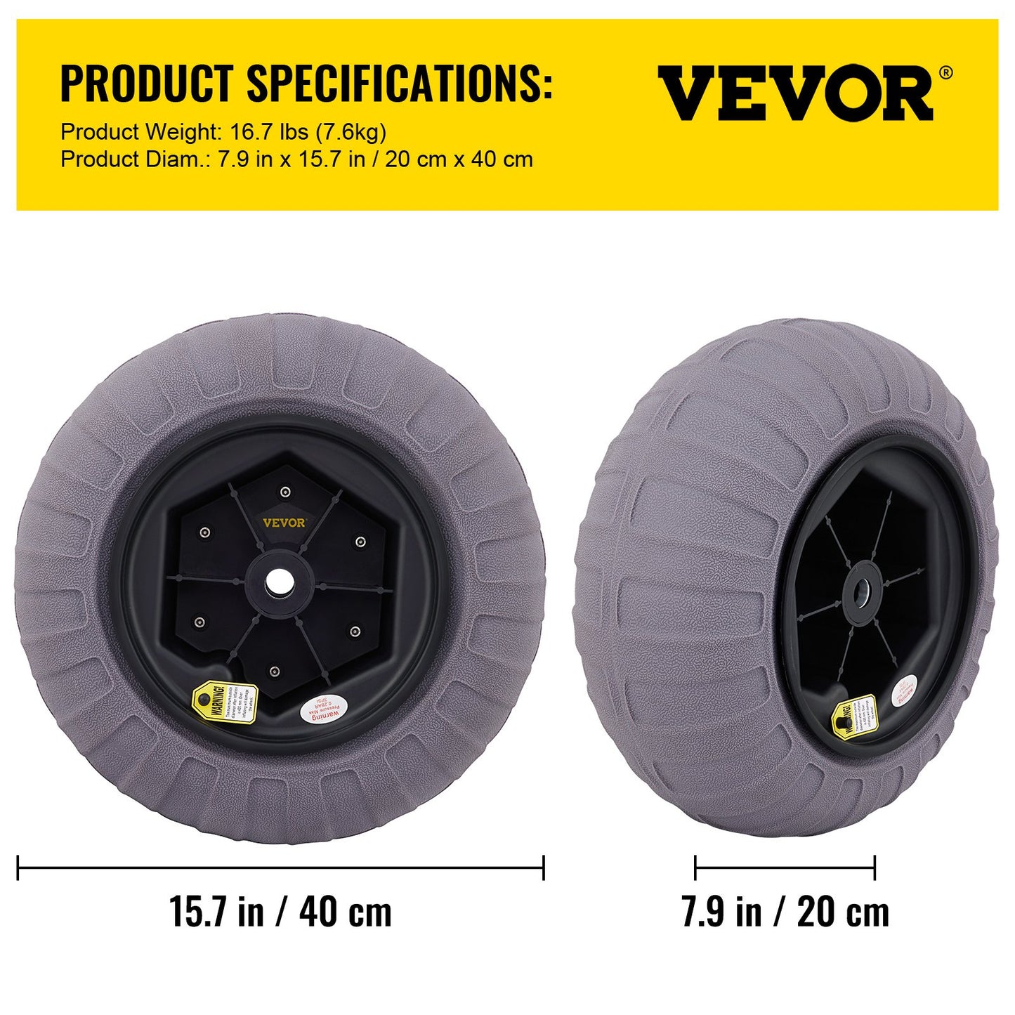 Beach Balloon Wheels, 15,7 Zoll Ersatz-Sandreifen, TPU-Wagenreifen für Kajakwagen, Kanuwagen und Buggy mit kostenloser Luftpumpe, 2er-Pack