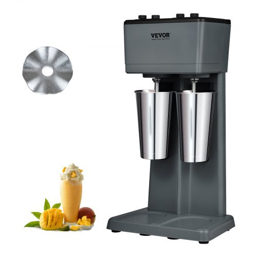 Milkshake Maker, 375W x 2 Electric Milkshake Machine, Double Heads Drink Mixer Blender Machine, 3-Speed Milkshake Mixer with 2 x 820 ml Stainless Steel Cups, for Commercial and Home