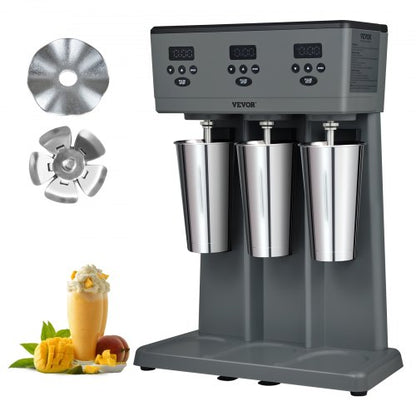 Milkshake Maker, 375W x 3 Electric Milkshake Machine, Commercial Triple Heads Drink Mixer Blender, LED Intelligent Microswitch, 3-Speed Milkshake Mixer with 3 x 820 ml Stainless Steel Cups