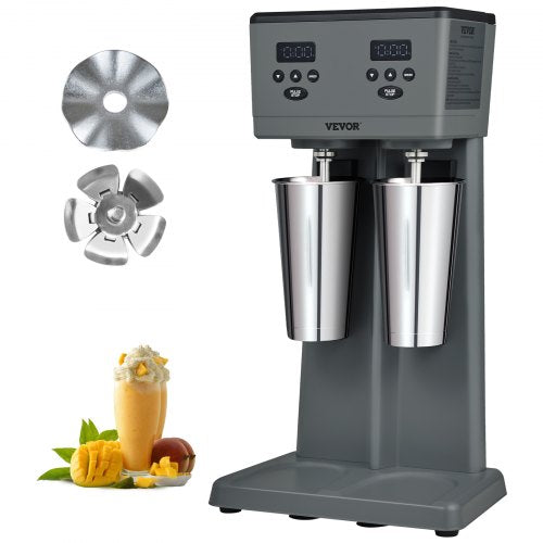 Milkshake Maker, 375W x 2 Electric Milkshake Machine, Commercial Double Heads Drink Mixer Blender, LED Intelligent Microswitch, 3-Speed Milkshake Mixer with 2 x 820 ml Stainless Steel Cups