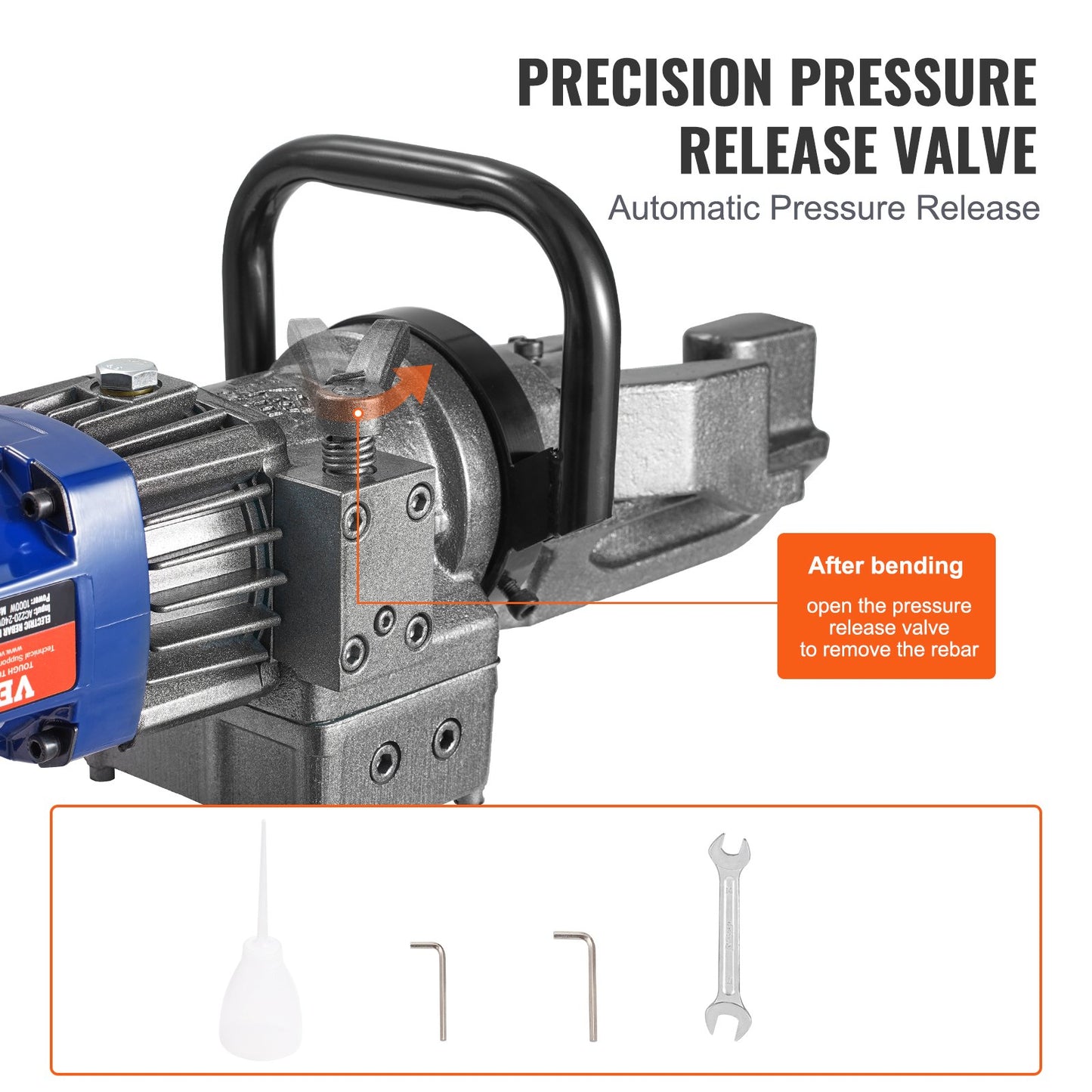 1000 W elektrischer hydraulischer Bewehrungsbieger für bis zu 5/8 Zoll #5 (6-16 mm) Bewehrungsstahl