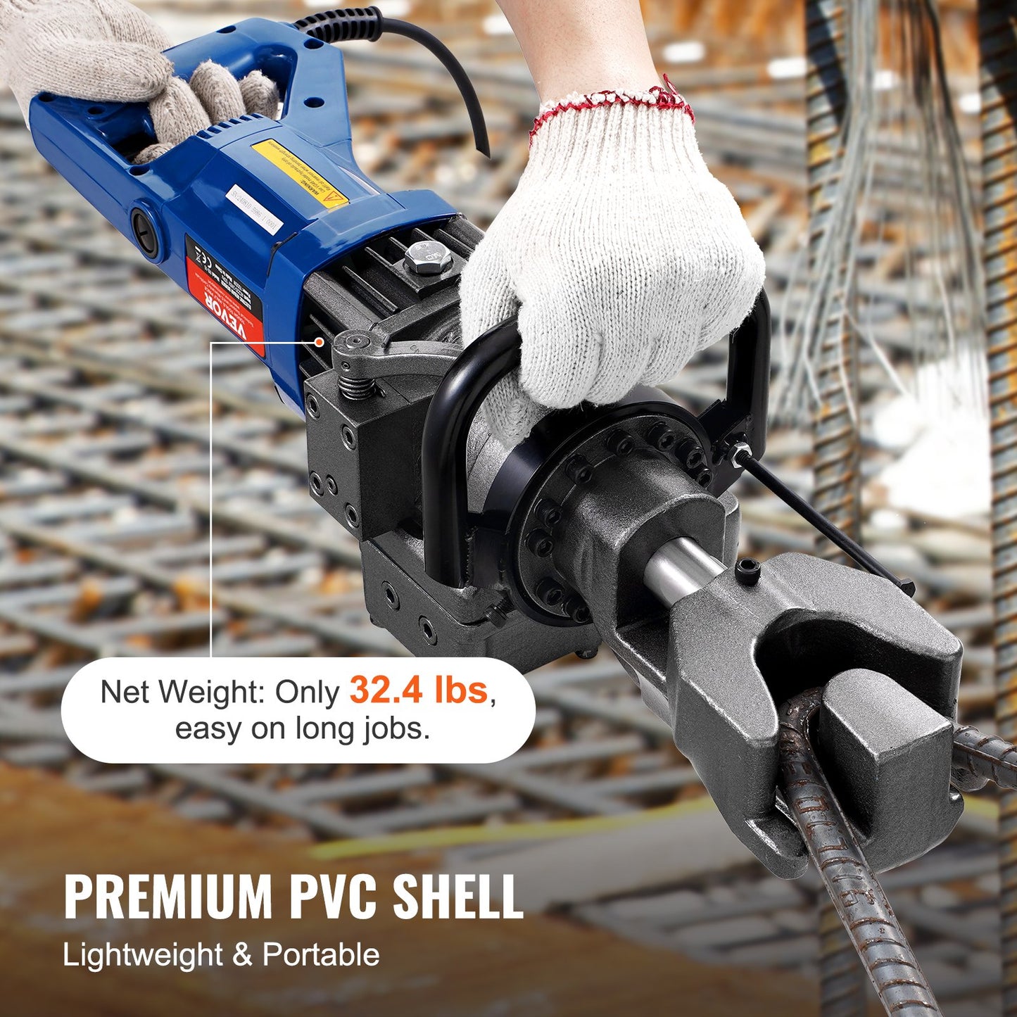 1000 W elektrischer hydraulischer Bewehrungsbieger für bis zu 5/8 Zoll #5 (6-16 mm) Bewehrungsstahl