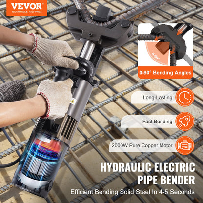 2000W Electric Hydraulic Rebar Bender up to 1.26 inch (20-32 mm) rebar