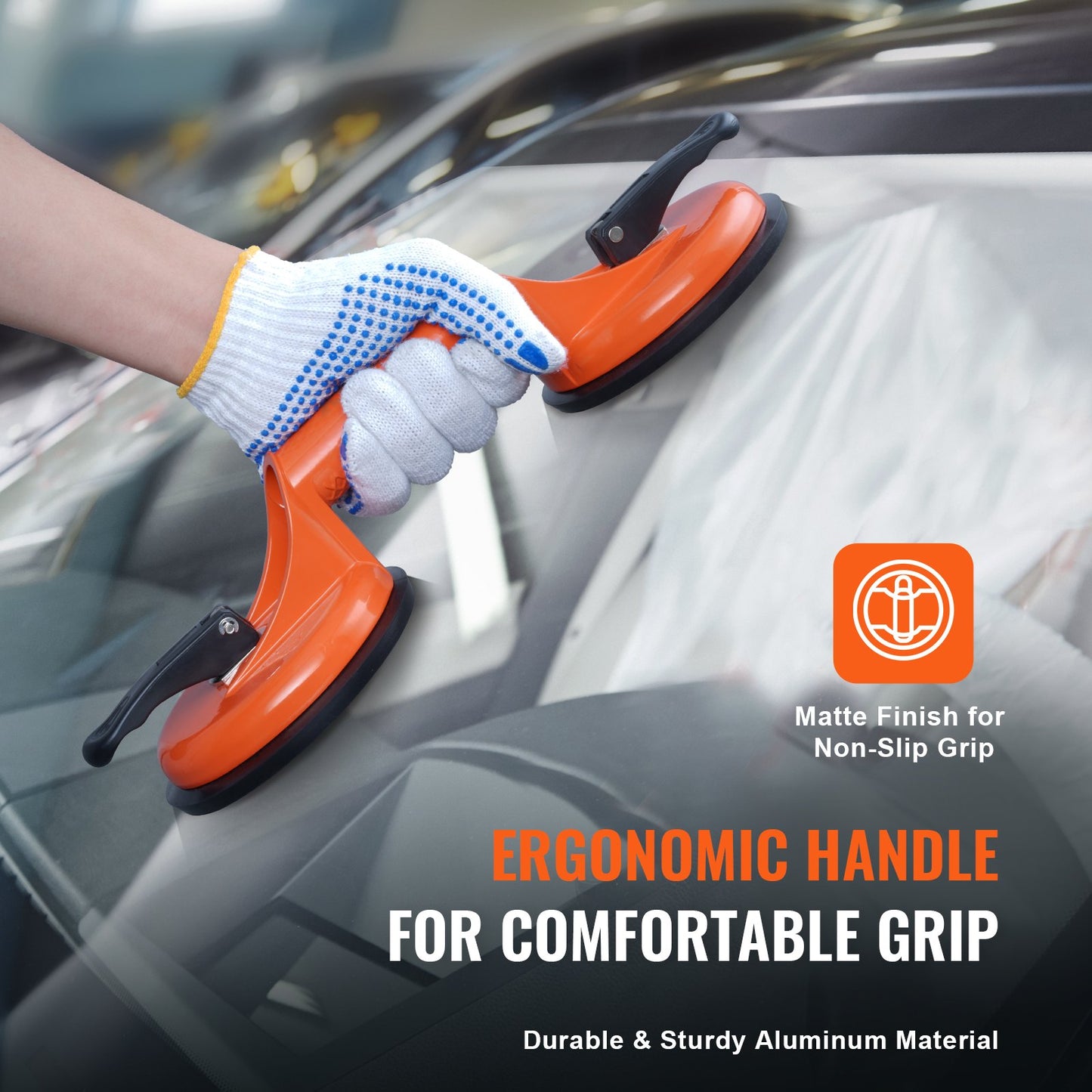 Glassaugnapf, 11,9 cm, 2er-Pack, 159 kg Tragkraft, Vakuum-Saugnapf mit Aluminiumgriff, Hochleistungs-Industrie-Saugnapf-Hebewerkzeuge zum Anheben von Glas, Granit, Fliesen, Metall, Holzplatten