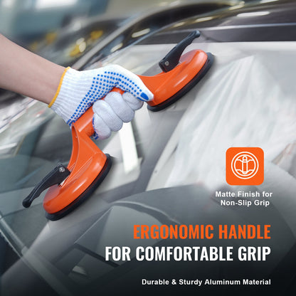 Glassaugnapf, 11,9 cm, 2er-Pack, 159 kg Tragkraft, Vakuum-Saugnapf mit Aluminiumgriff, Hochleistungs-Industrie-Saugnapf-Hebewerkzeuge zum Anheben von Glas, Granit, Fliesen, Metall, Holzplatten