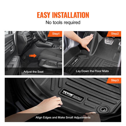 Automotive Floor Mats, Fits for Honda CR-V (Hybrid Models) 2017-2022, 3 pcs Front and 2nd Row Liners, All Weather Custom Fit TPE Vehicle Floor Mats, Easy to Clean Floor Liners for SUV, Black