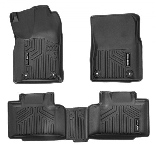 Automotive Floor Mats, Fits for Dodge Durango / Jeep Grand Cherokee 2016-2024 / 2016-2021, 3 pcs Front and 2nd Row Liners, All Weather Custom Fit TPE Vehicle Floor Mats, Easy to Clean, Black