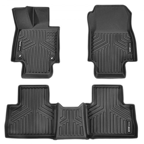 Automotive Floor Mats, Fits for Toyota RAV4 (Not for Hybrid or Prime) 2019-2024, 3 pcs Front and 2nd Row Liners, All Weather Custom Fit TPE Vehicle Floor Mats, Easy to Clean for SUV, Black