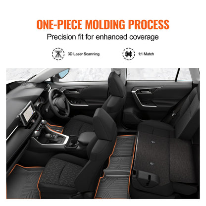 Automotive Floor Mats, Fits for Toyota RAV4 (Not for Hybrid or Prime) 2019-2024, 3 pcs Front and 2nd Row Liners, All Weather Custom Fit TPE Vehicle Floor Mats, Easy to Clean for SUV, Black