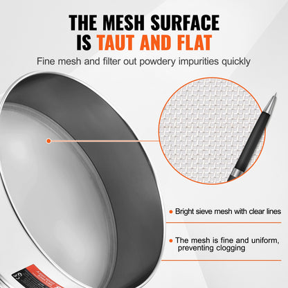 Flour Sieve Fine Mesh, 150 Mesh Flour Sifter, 304 Stainless Steel Fine Mesh Sifter Food-grade, 12.6" Fine Mesh Strainers for Baking, 5 Sizes Mesh hole for Mungbean, Rice, Flour, Pearl Powder