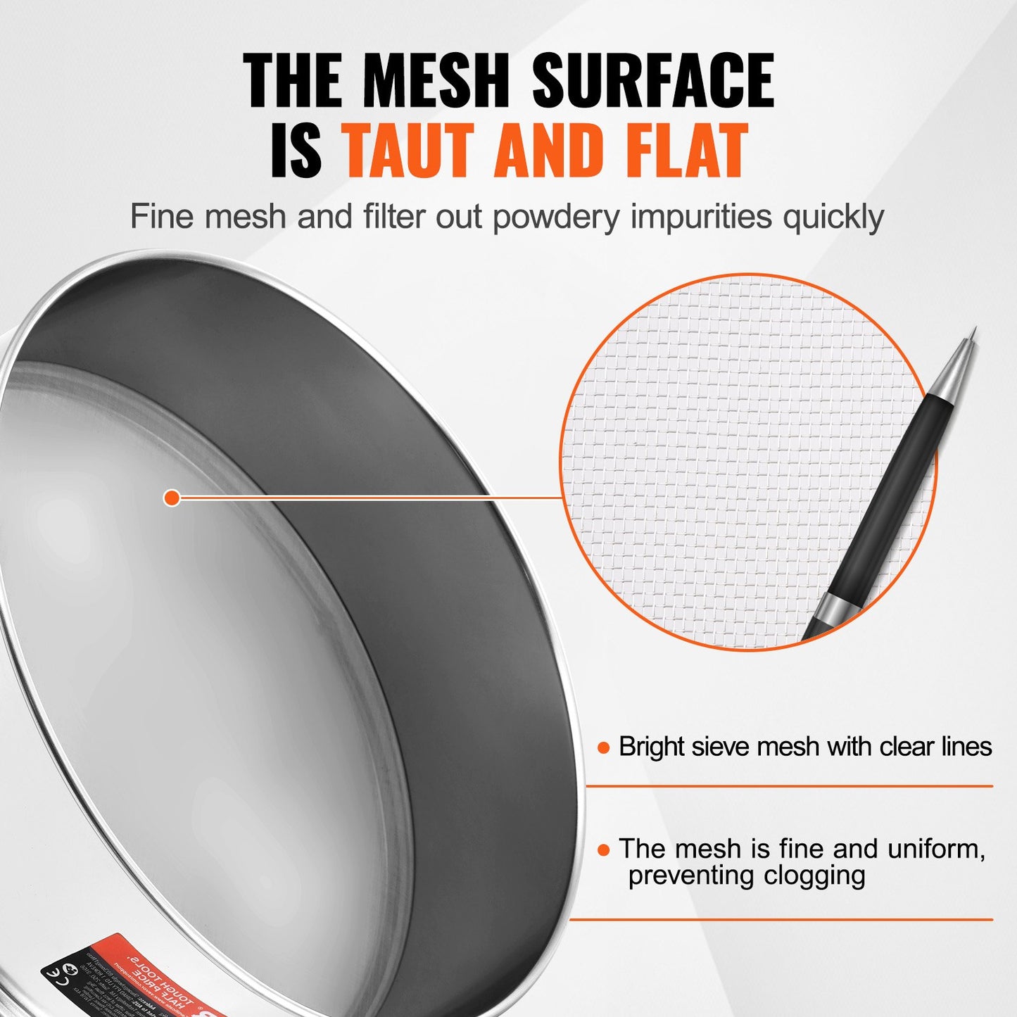 Flour Sieve Fine Mesh, 40 Mesh Flour Sifter, 304 Stainless Steel Fine Mesh Sifter Food-grade, Dia. 12.6" Fine Mesh Strainers for Baking, 5 Sizes Mesh hole for Mungbean, Rice, Flour, Pearl Powder
