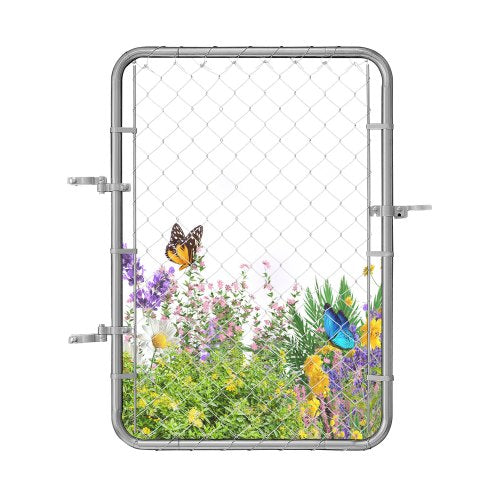 Chain Link Fence Gate, 32 x 46 in, Adjustable Chain Link Fence Panel, Fit 2-6 ft (W) x 4 ft (H) Garden Fence Gate Opening, Rust-Resistant Galvanized Fencing Gate for Farm Posts Not Included