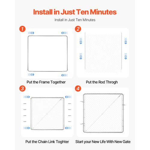 Maschendrahtzauntor, passend für 3 x 4 Fuß große Gartenzäune, Torpfosten nicht im Lieferumfang enthalten | EU