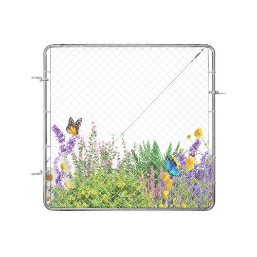 Chain Link Fence Gate, 70 x 72 in, Adjustable Chain Link Fence Panel, Fit 3 ft (W) x 4 ft (H) Garden Fence Gate Opening, Rust-Resistant Galvanized Fencing Gate for Farm Posts Not Included