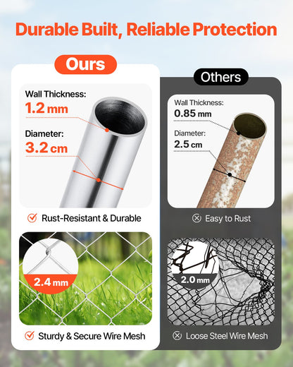 Chain Link Fence Gate, 70 x 72 in, Adjustable Chain Link Fence Panel, Fit 3 ft (W) x 4 ft (H) Garden Fence Gate Opening, Rust-Resistant Galvanized Fencing Gate for Farm Posts Not Included