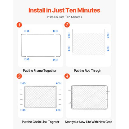 Maschendrahtzauntor, passend für 2,2–6 Fuß x 6 Fuß, Gartentorpfosten nicht im Lieferumfang enthalten | EU