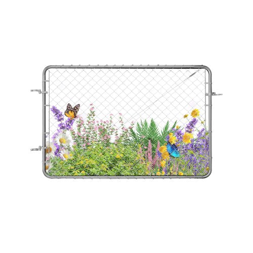 Chain Link Fence Gate, 72 x 48 in, Adjustable Chain Link Fence Panel, Fit 2.2-6 ft (W) x 6 ft (H) Garden Fence Gate Opening, Rust-Resistant Galvanized Fencing Gate for Farm, Posts Not Included