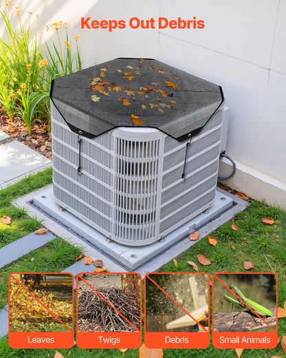 Air Conditioner Cover for Outside Units, 28 x 28 inch Central AC Cover for Air Conditioning Unit, Top Universal Mesh Defender Tear-Resistant Easy Install for Outdoor Outside All Seasons, Black