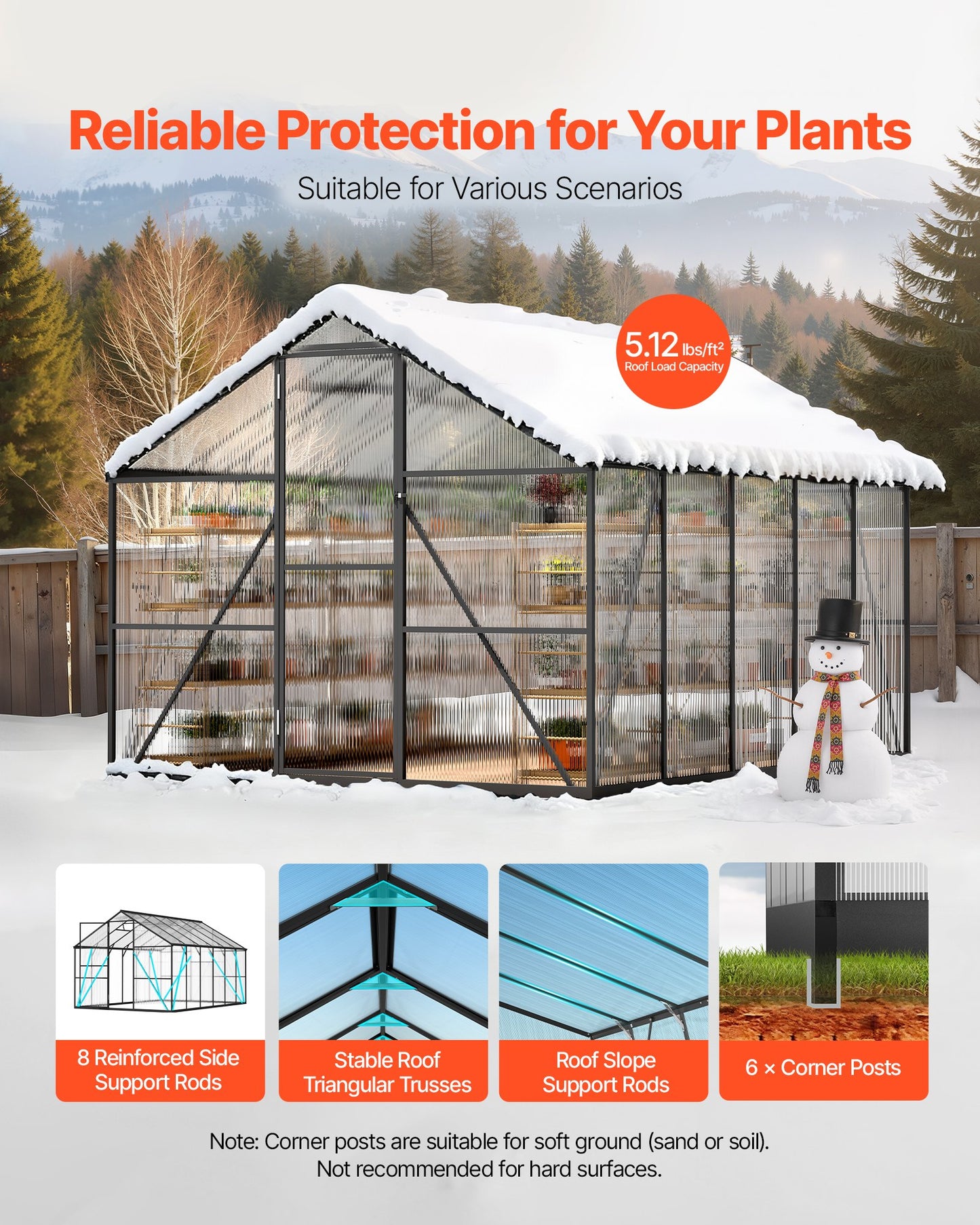 8 x 10 FT Polycarbonate Greenhouse, Heavy Duty Outdoor Green House with Adjustable Vents & Push-Pull Lockable Door, Quick Setup, Aluminum Frame Walk-in Greenhouse Sunroom for Outside Garden Lawn