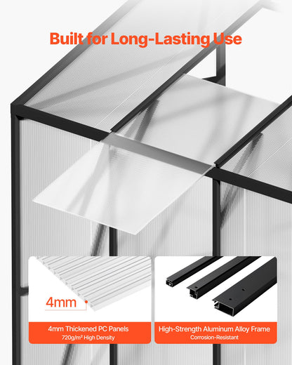 8 x 14 FT Polycarbonate Greenhouse, Heavy Duty Outdoor Green House with Adjustable Vent & Push-Pull Lockable Door, Quick Setup, Aluminum Frame Walk-in Greenhouse Sunroom for Outside Garden Lawn