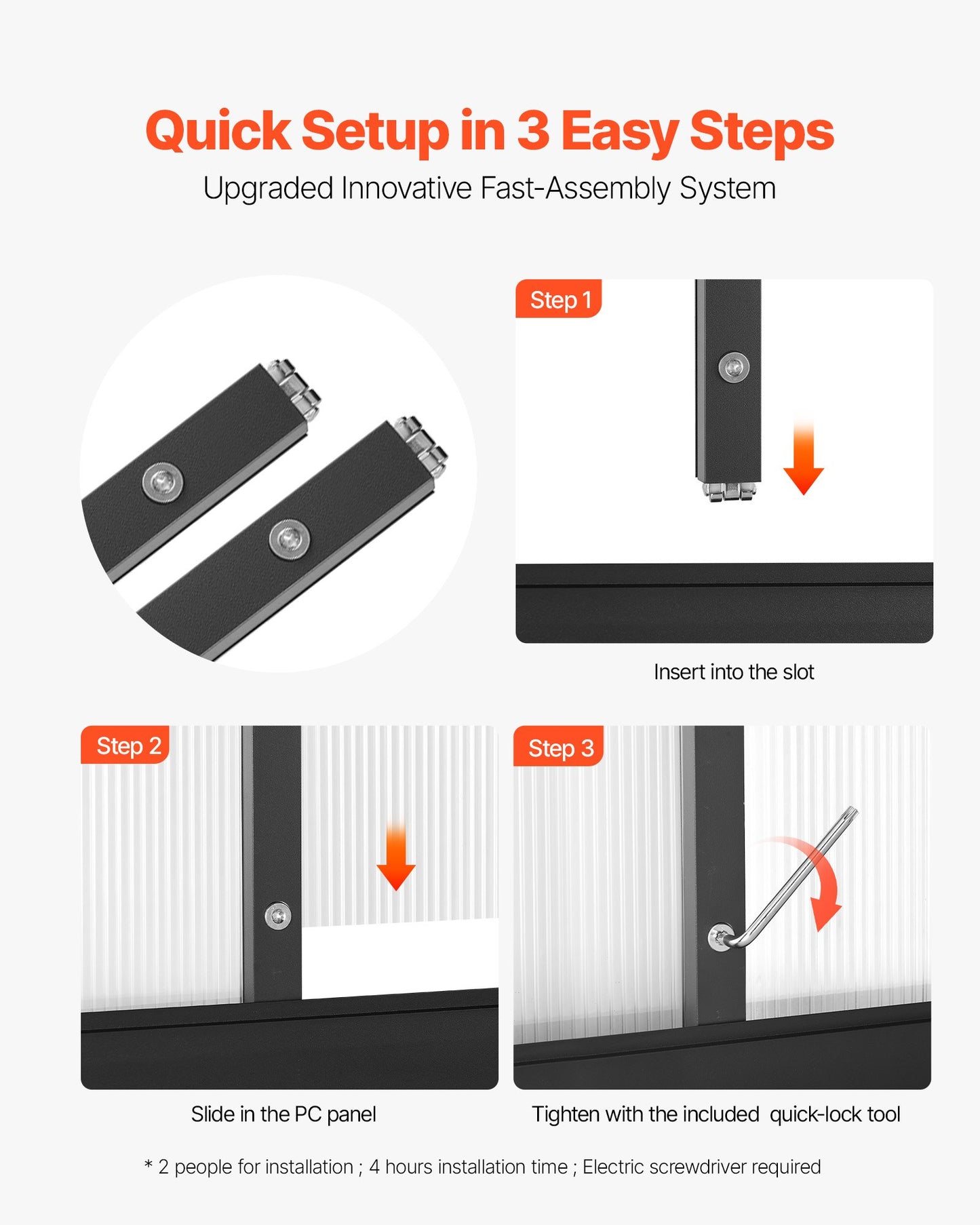 8 x 14 FT Polycarbonate Greenhouse, Heavy Duty Outdoor Green House with Adjustable Vent & Push-Pull Lockable Door, Quick Setup, Aluminum Frame Walk-in Greenhouse Sunroom for Outside Garden Lawn