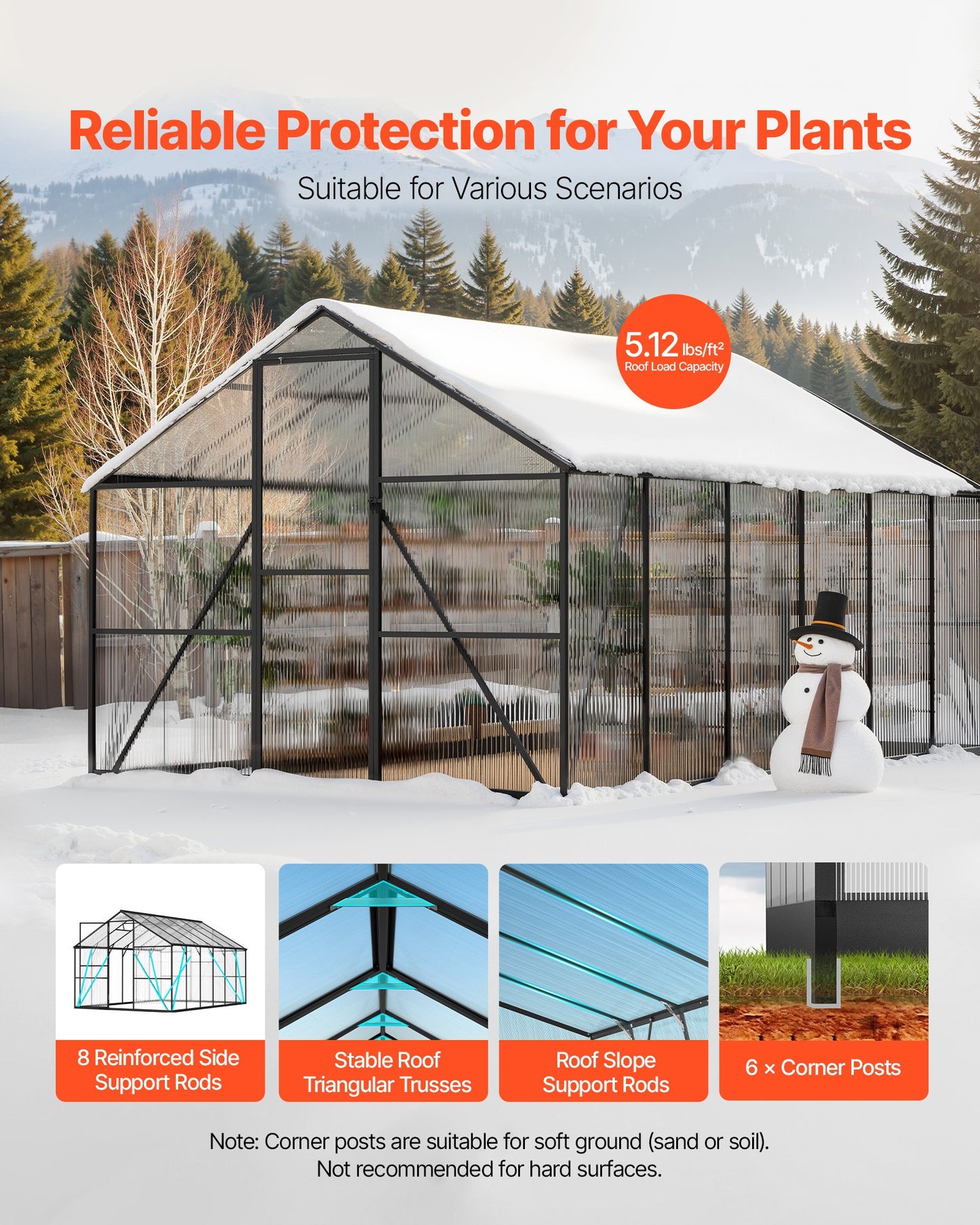 8 x 14 FT Polycarbonate Greenhouse, Heavy Duty Outdoor Green House with Adjustable Vent & Push-Pull Lockable Door, Quick Setup, Aluminum Frame Walk-in Greenhouse Sunroom for Outside Garden Lawn