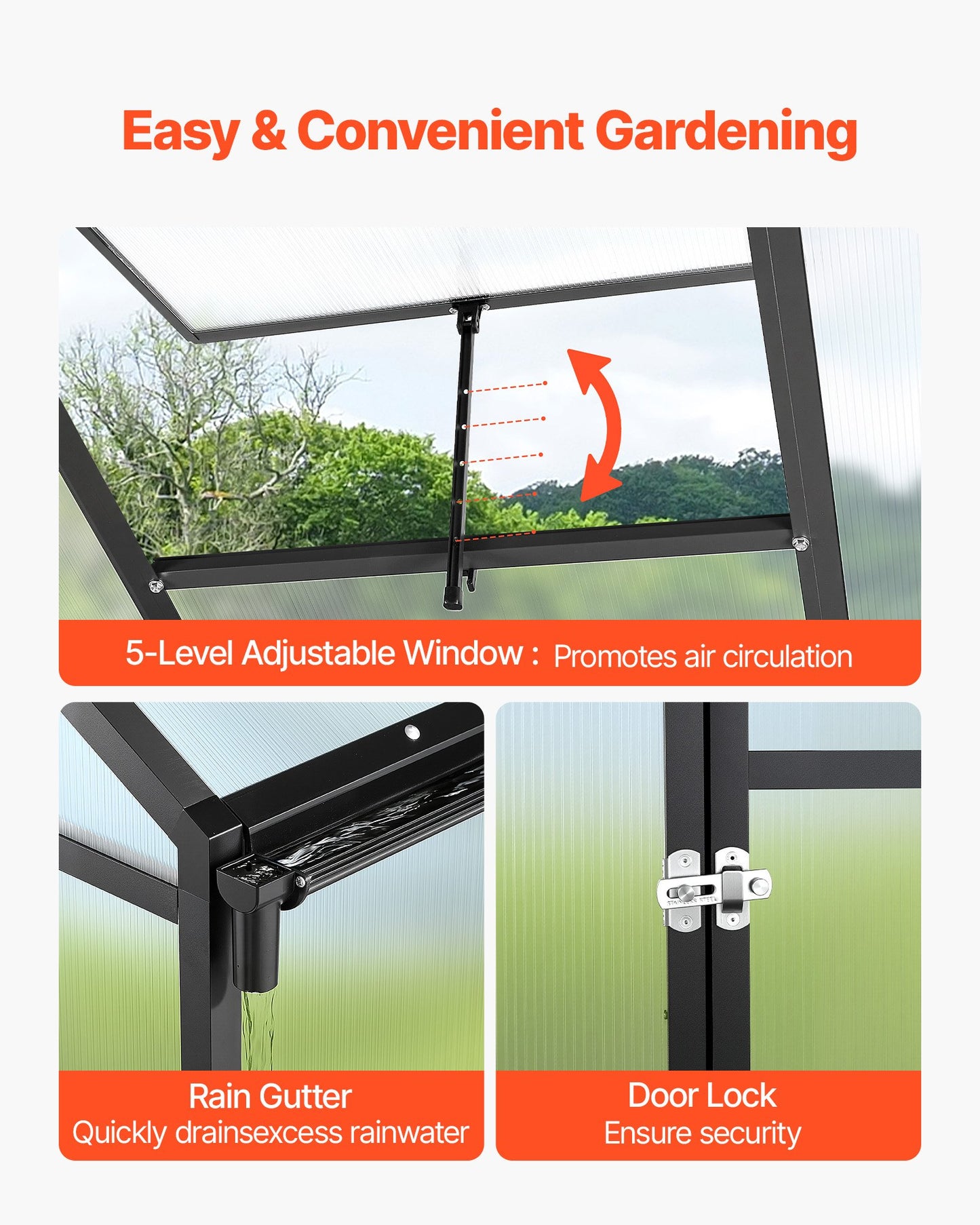 8 x 14 FT Polycarbonate Greenhouse, Heavy Duty Outdoor Green House with Adjustable Vent & Push-Pull Lockable Door, Quick Setup, Aluminum Frame Walk-in Greenhouse Sunroom for Outside Garden Lawn