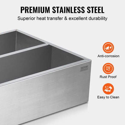 Maple Syrup Evaporator Pan, 47 Gallon, 683 Cups of 8.8oz Maple Syrup, Flat Evaporator Pan with Thermometer, 1 Valve and 3 Heating Methods, Stainless Steel Maple Syrup Pan for Home, Outdoor