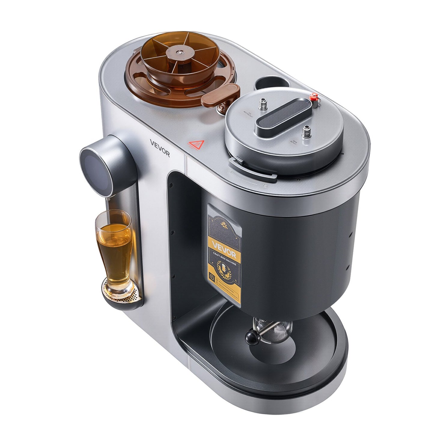 Automatic Home Beer Brewer, 3.43 Gal All-in-One Home Brew Machine, 1500W Power Electric Beer Maker Machine with Mash Boil Device, 304 Stainless Steel Inner Tank, Auto Temp & Pressure Control